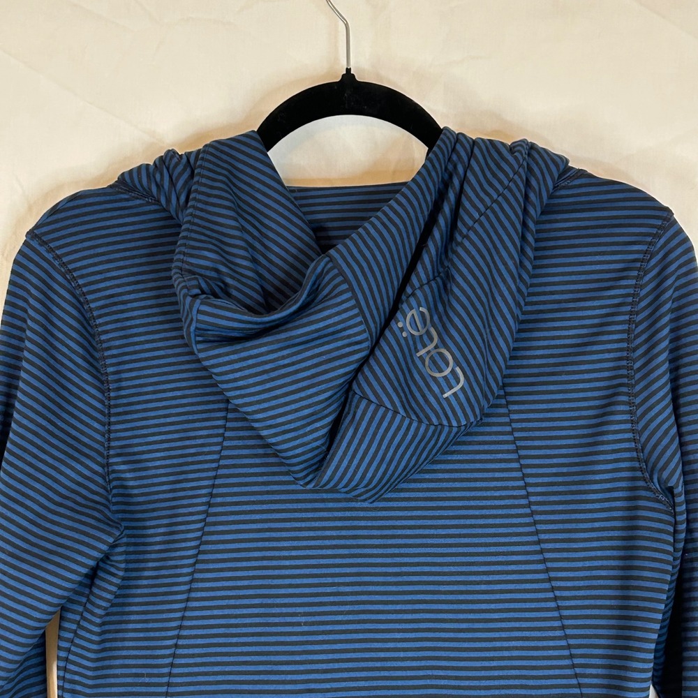 Lole Women's Striped Cowl Neck Thumb Hole Pullover Hoodie Athleisure Top - Picture 11 of 14